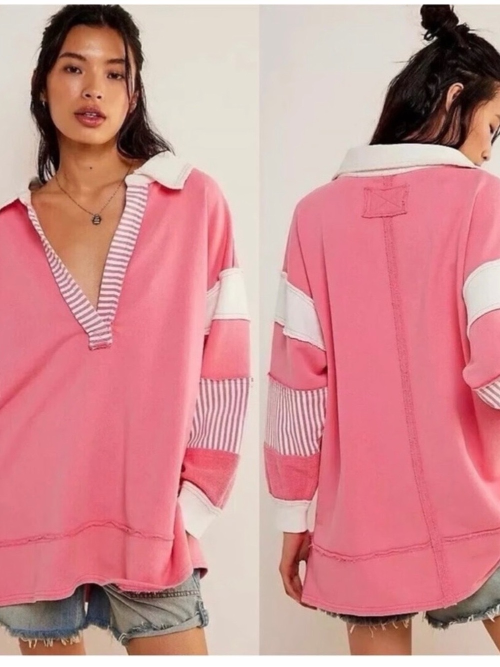 Free People We The People Clean Prep Polo Pullover with White Collar